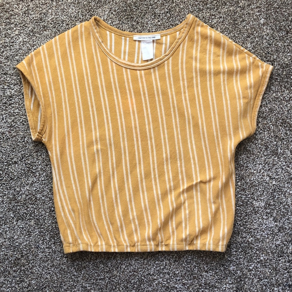 Yellow Striped Crop Top